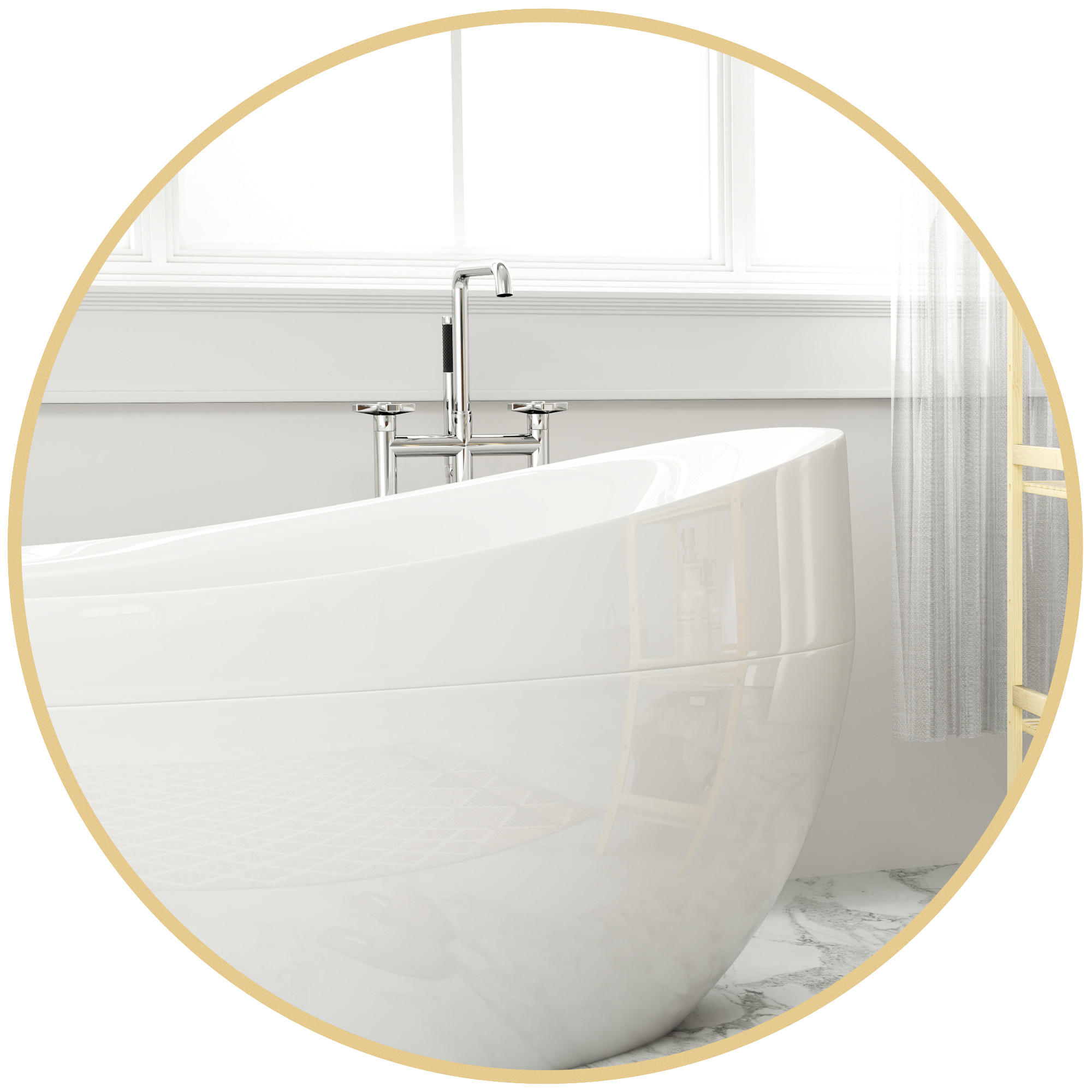 BADEZIMMERSPIEGEL DE-09267 rund 70 cm mit Goldrahmen Gold - Goldfarben, Metall (70/2.5/70cm) - ComfortXL