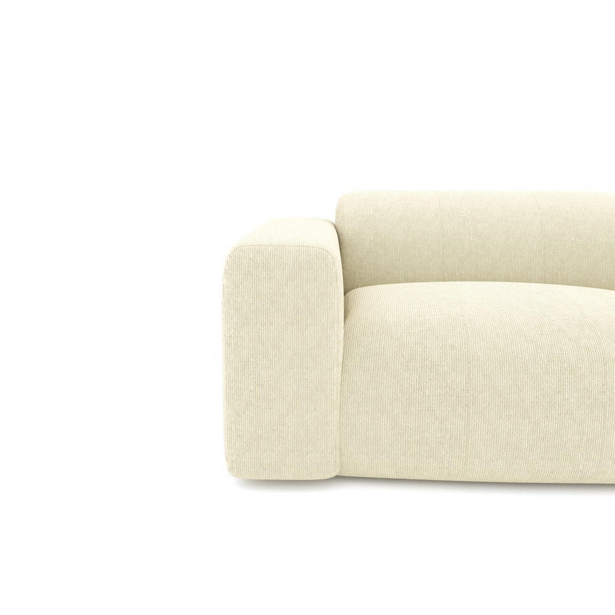 SOFA 4-Sitzer Gerippter Samt Creme 240cm - Creme, Textil (240/73/97cm) - Sia Home