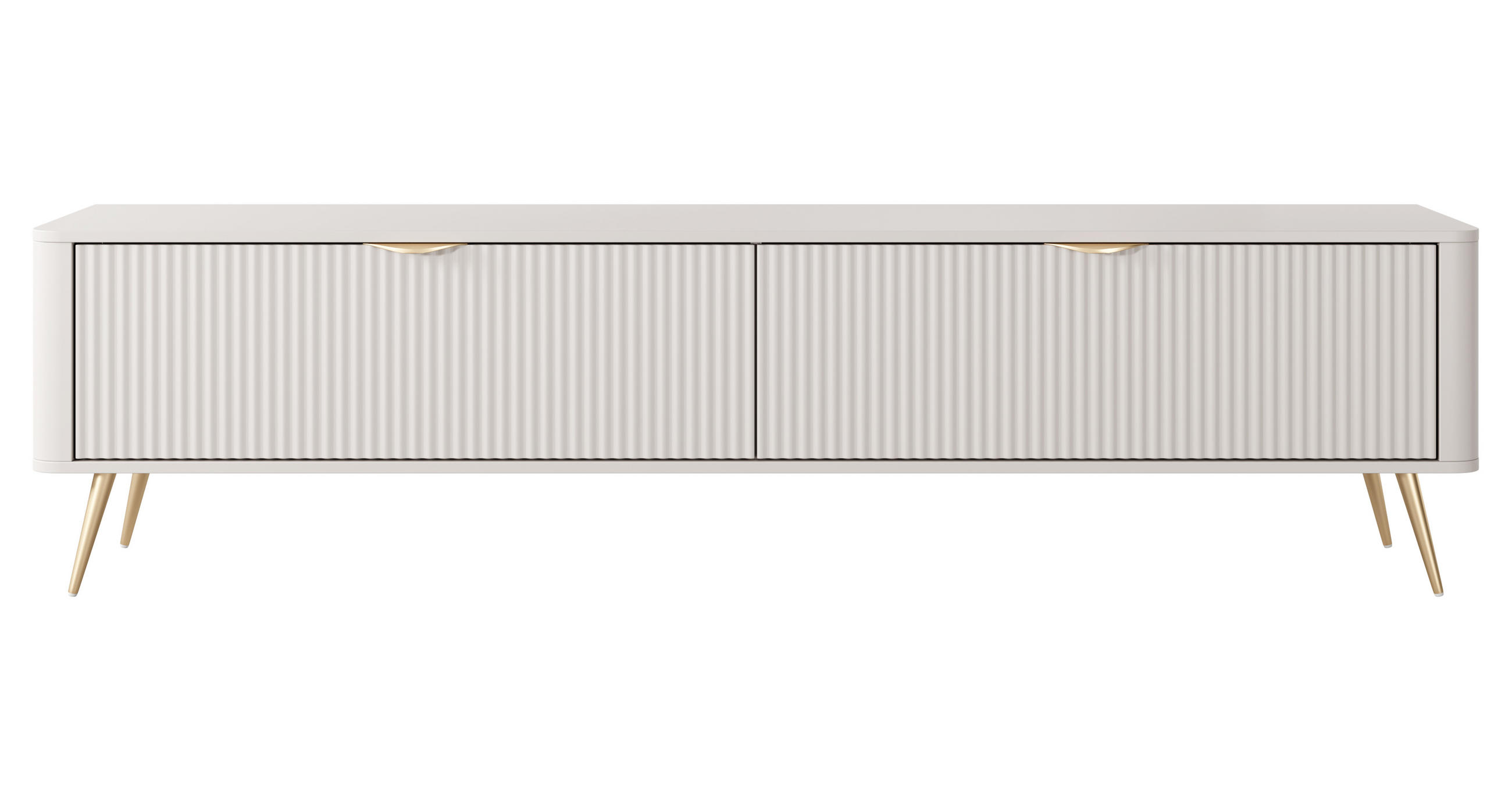 LOWBOARD Vespasia 2T Beige 200/51,2/38 cm – Geriffelten Fronten - Beige/Goldfarben, Holzwerkstoff/Metall (200/51.2/38cm) - AX Living