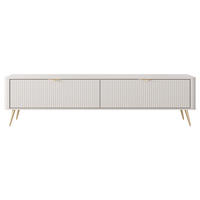 LOWBOARD Vespasia 2T Beige 200/51,2/38 cm – Geriffelten Fronten - Beige/Goldfarben, Holzwerkstoff/Metall (200/51.2/38cm) - AX Living