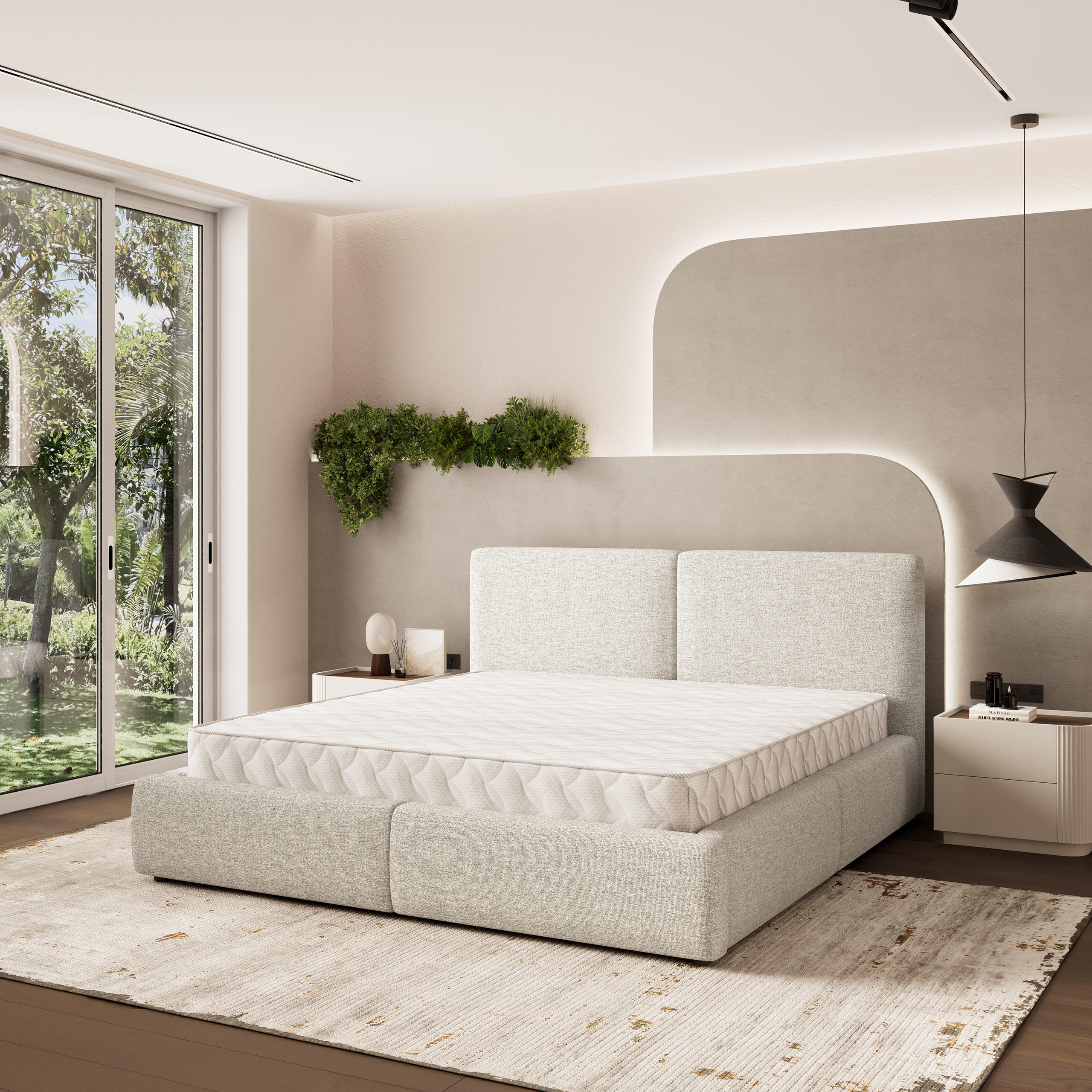 POLSTERBETT FELURO 160x200 cm mit Bettkästen - Creme - Creme, Holz (160/200cm) - MASSENO