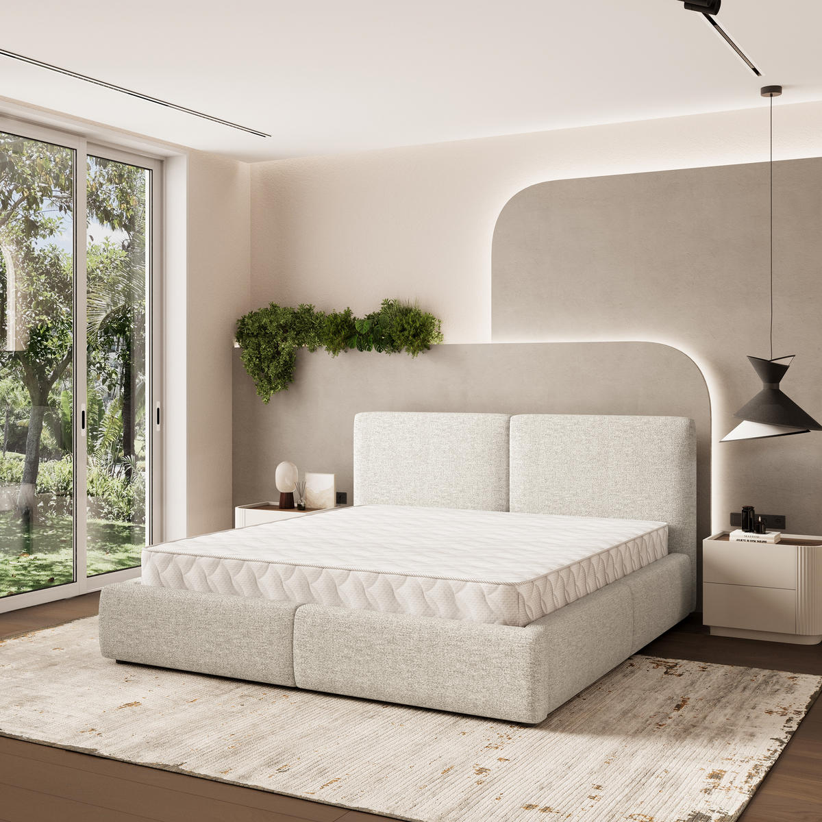 POLSTERBETT FELURO 180x200 cm mit Bettkästen - Creme - Creme, Holz (180/200cm) - MASSENO