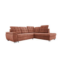 ECKSOFA LOTTA L-förmig Bettkasten verstellbare Kopfstützen hochwertige Verarbeitung lose Rückenkissen freistehend RECHTS 258x212x106 cm Dark orange - Dunkelorange, Holz/Textil (258/212cm) - DomoHome