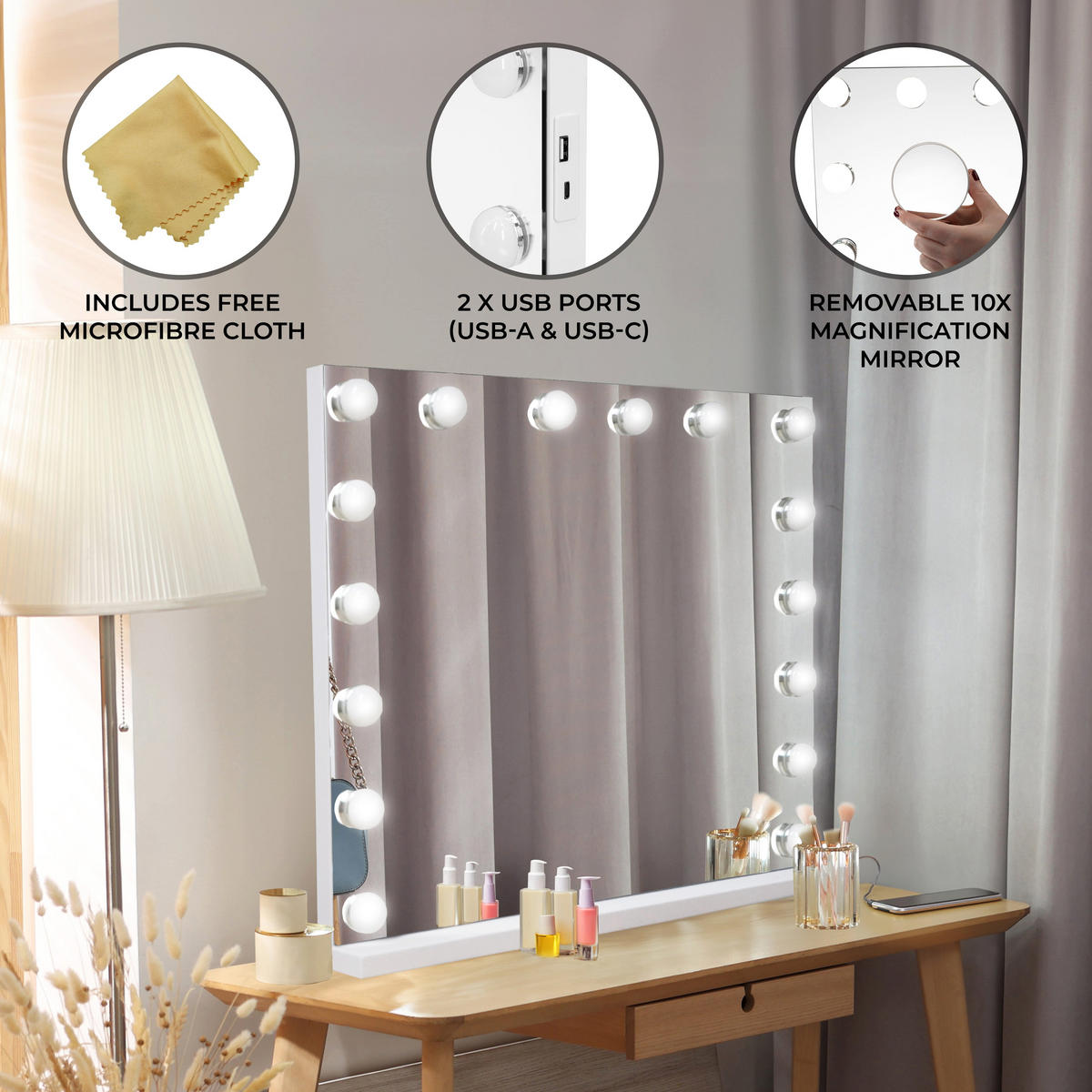SPIEGEL LED Bluetooth - 80 x 60cm - Weiß, Glas (80/62.5/14cm)