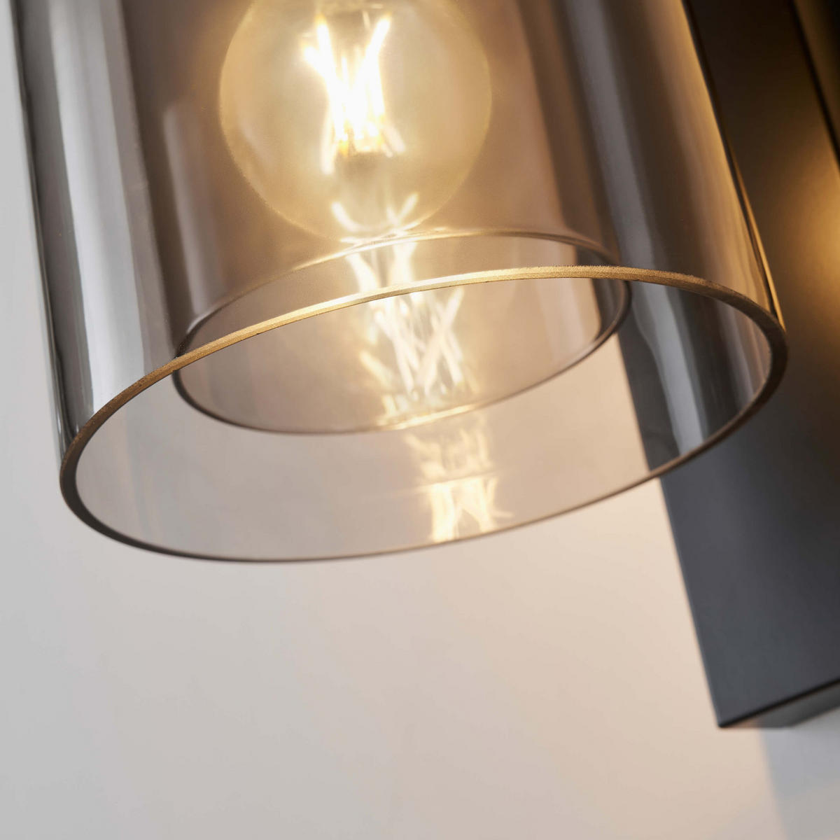 WANDLEUCHTE Artemis, Schwarz und rauchgrau, 34cm - Schwarz, Glas (8/8/34cm) - KOSILUM