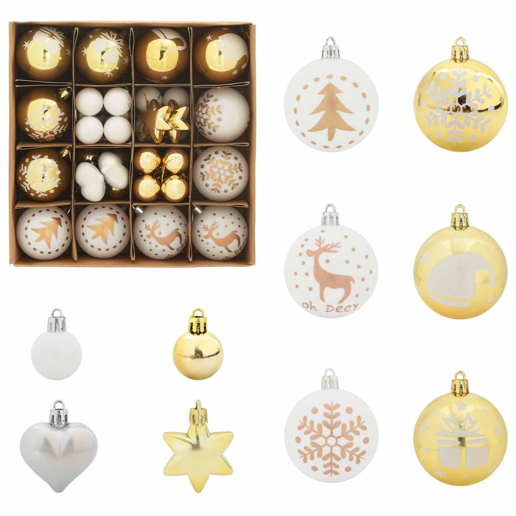 WEIHNACHTSKUGEL-SET 40 -teilig 6/6/6 cm Weiß Kunststoff - Weiß, Kunststoff (6/6/6cm) - vidaXL