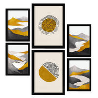 POSTER Set Mit 6 Zykloidale Natur In Kulissen Abstracts Ästhetische Dekorative Gemälde Für Ihr Wohnzimmer Zuhause A3 & A4 Schwarzer Rahmen - Schwarz, Papier (29/3cm) - Nacnic