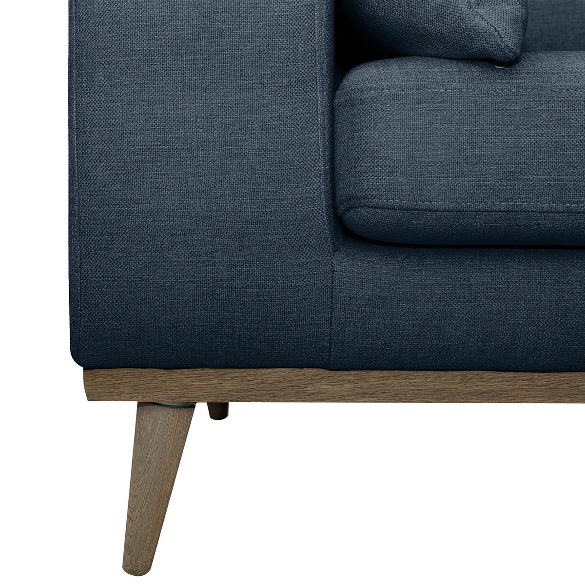 ECKSOFA mit Longchair - Eichefarben/Dunkelblau, Eichenholz/Textil (281/153cm) - home24