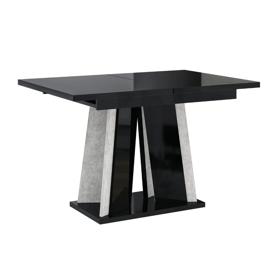 ESSTISCH Ausziehbar 120 - 160 cm Schwarz Hochglanz - Schwarz Hochglanz/Grau, Holzwerkstoff (120/80/75cm) - PROSPERO