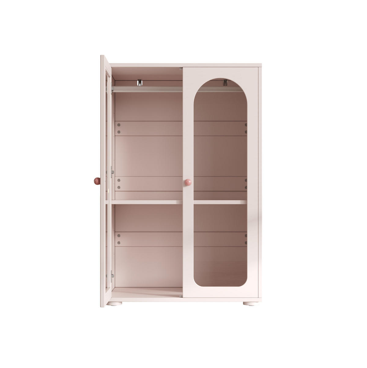 KLEIDERSCHRANK aus MDF und Acryl 80x50x120 cm Babyrosa mit verstellbaren Einlegeböden, Kleiderstange und transparenten Türen - Pink, Holzwerkstoff (80/120/50cm) - Modfu
