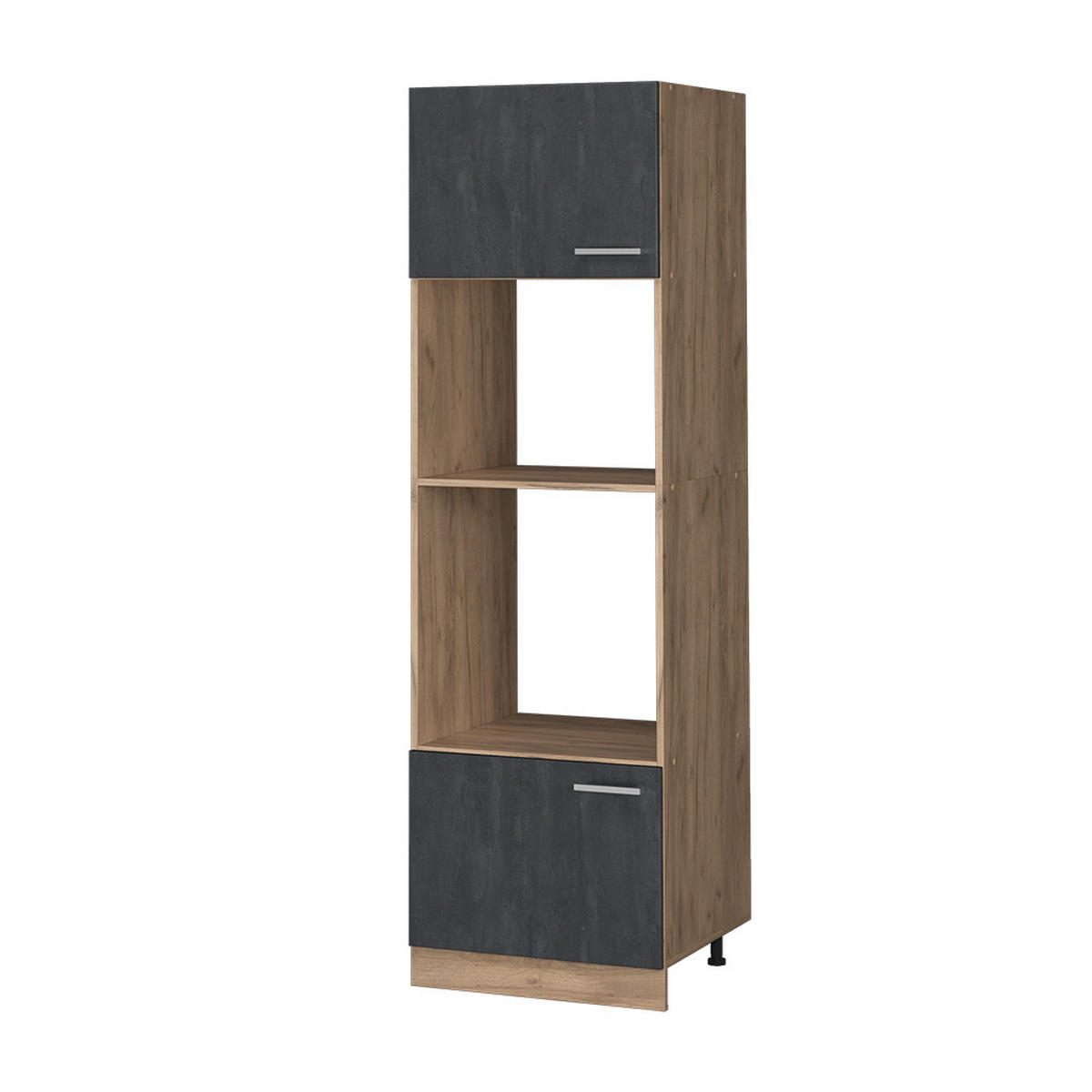 MIKROWELLENSCHRANK R-Line Schwarz Beton 60 cm - Honigeiche/Eiche Wotan, Holzwerkstoff (60/206.8/57.2cm) - Vicco