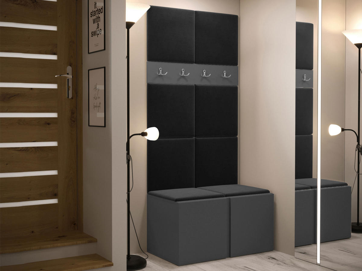 GARDEROBEN-SET Orion IV - Anthrazit/Graphitfarben, Holzwerkstoff/Kunststoff (84/186/46cm) - MIRJAN24