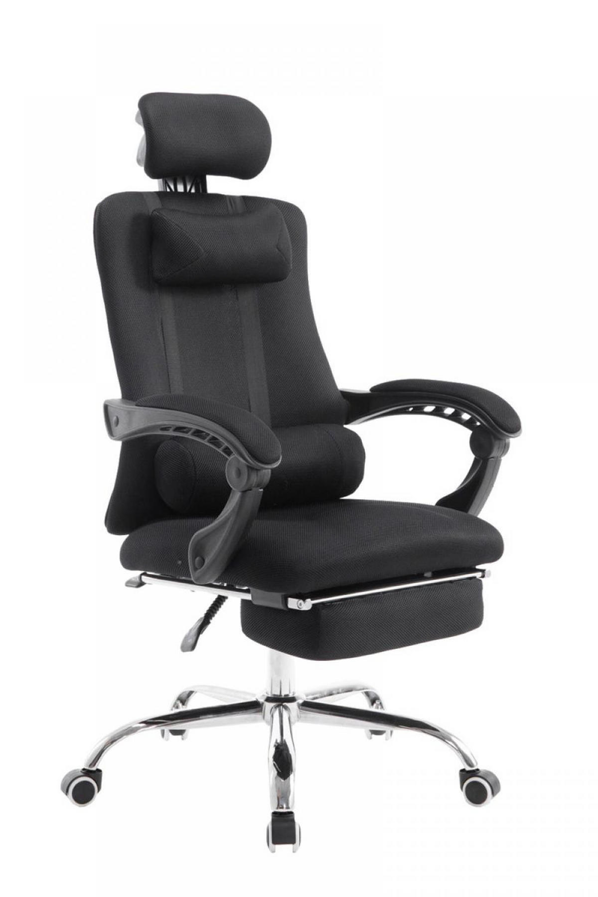 CHEFSESSEL Lederlook schwarz - Chromfarben/Schwarz, Textil/Metall (60/120/63cm) - CLP
