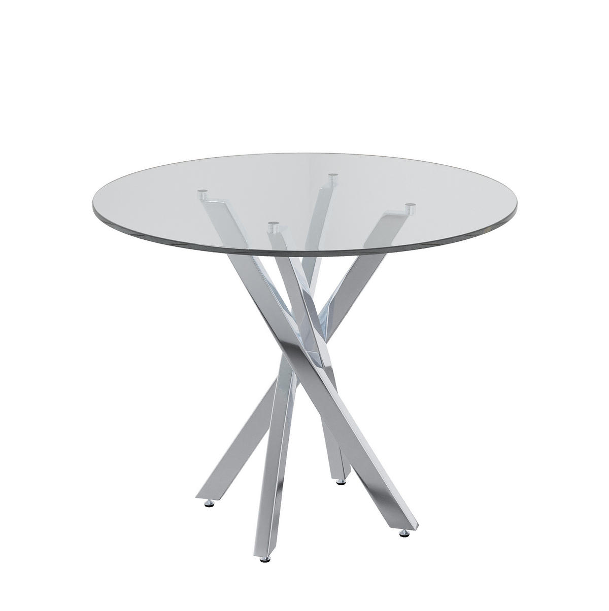 ESSTISCH aus Glas 80x80x75 cm Silber für 2-4 Personen mit gehärteter Glasplatte und Kreuzgestell - Silberfarben, Glas (80/80/75cm) - Modfu