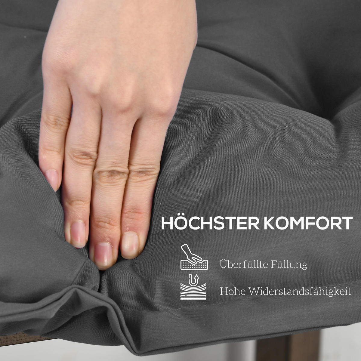 SITZKISSEN DE-08970 Dunkelgrau - Dunkelgrau, Textil (100/40/10cm) - ComfortXL