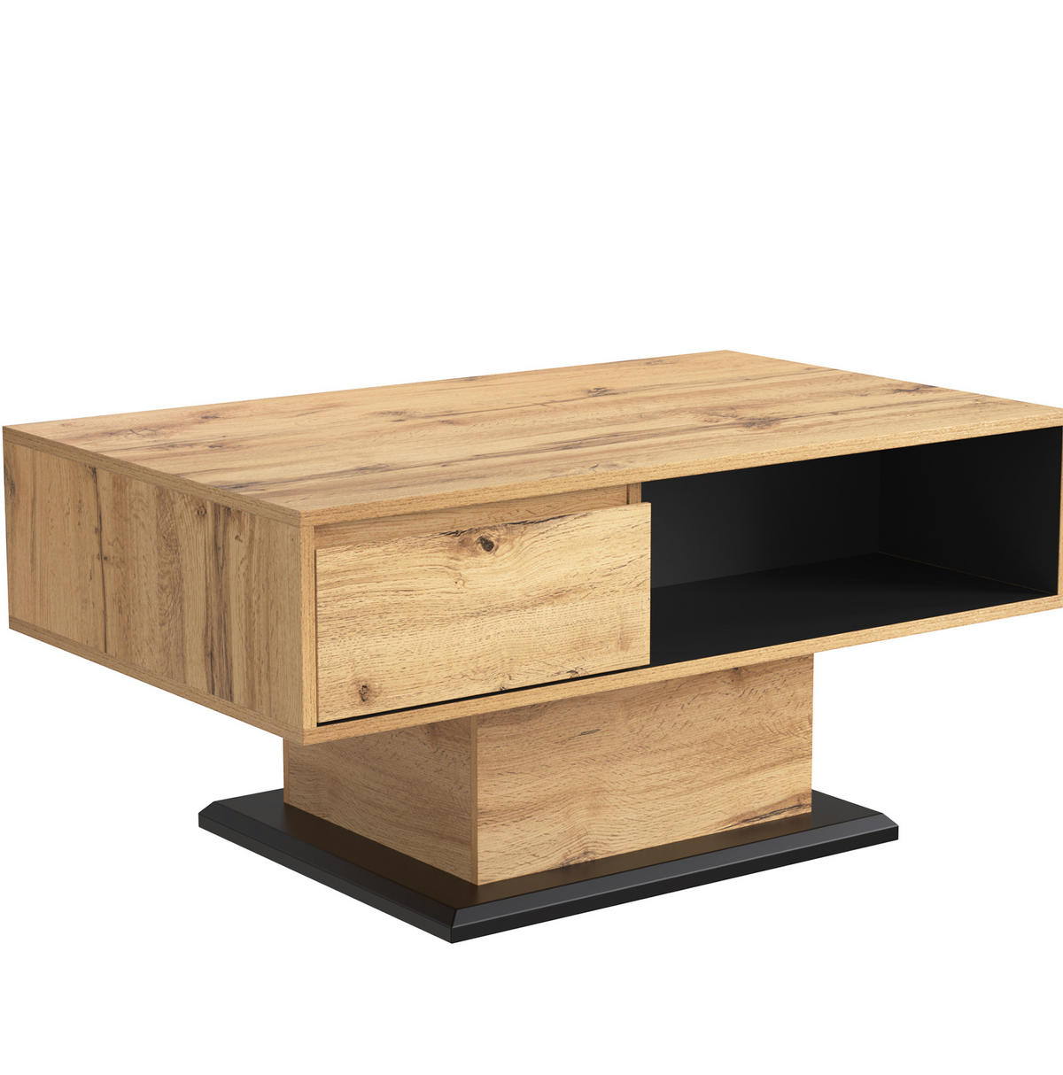 KONFERENČNÝ stolík 100/60 cm s dekorom dreva a úložným priestorom, prírodný - prírodná farba, kompozitné drevo (100/47/60cm) - Flora Grace