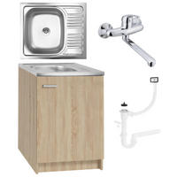 SPÜLUNTERSCHRANK 60cm mit Spüle + Armatur + Siphon Sonoma-Eiche - Sonoma Eiche, Holzwerkstoff (60/82/50cm) - Stamar