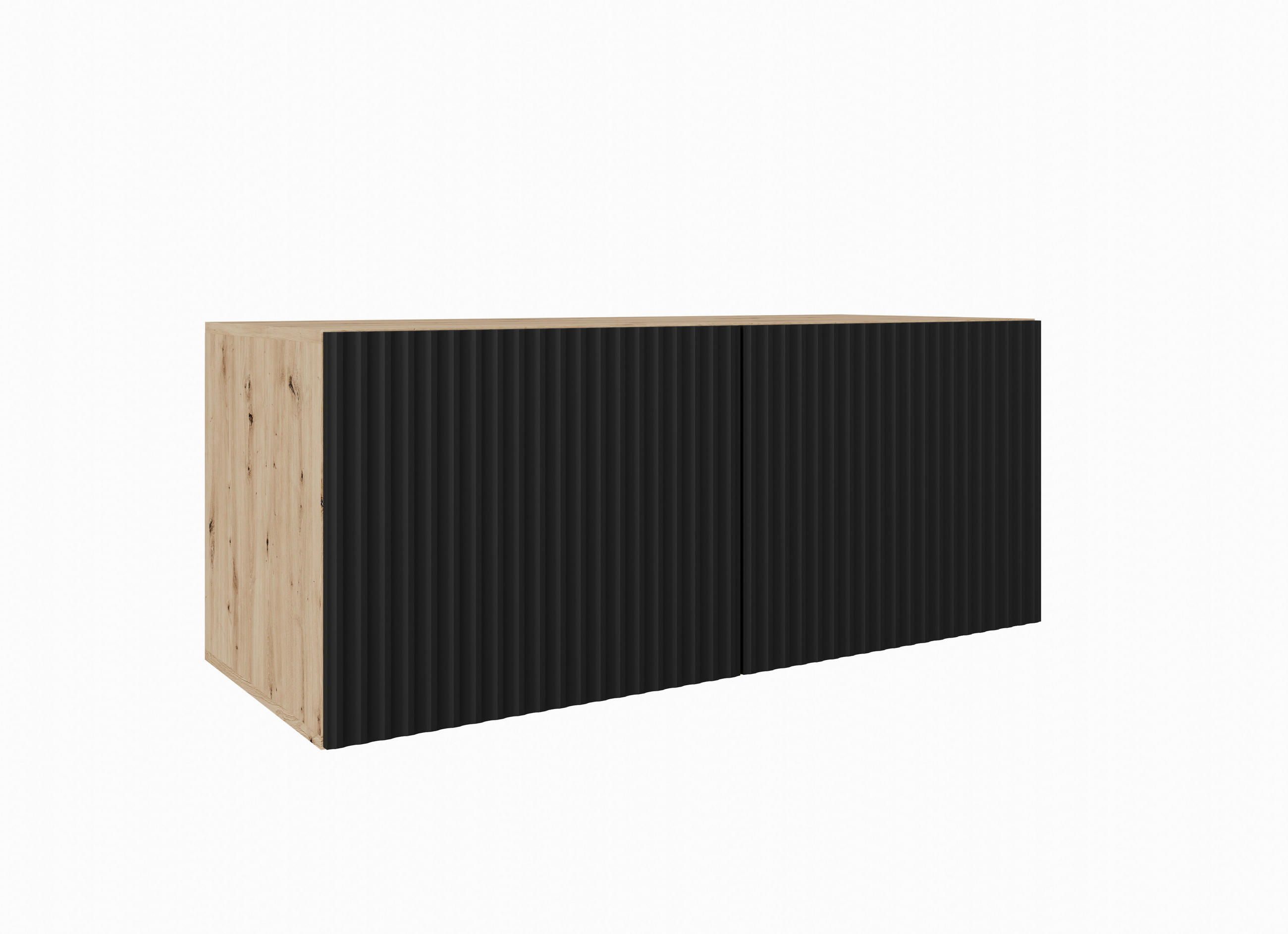 Meblini Tv-Schrank Eiche Artisan, Schwarz 100x115x40 cm