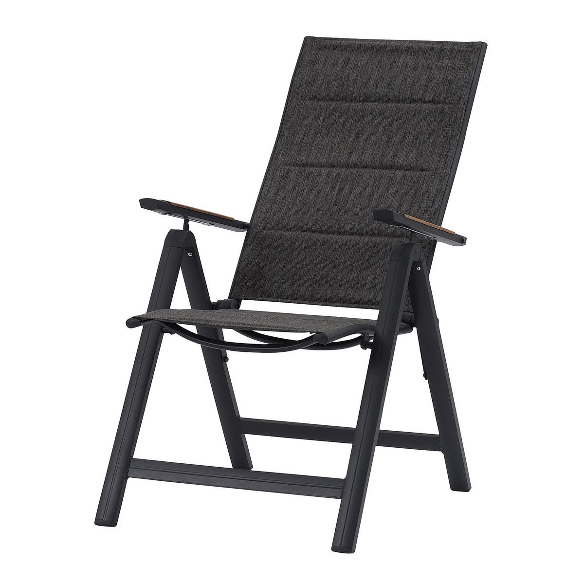 KLAPPSTUHL - Aluminium / Mischgewebe - Anthrazit - 2er-Set - Anthrazit, Textil/Metall (57/108/70cm) - home24