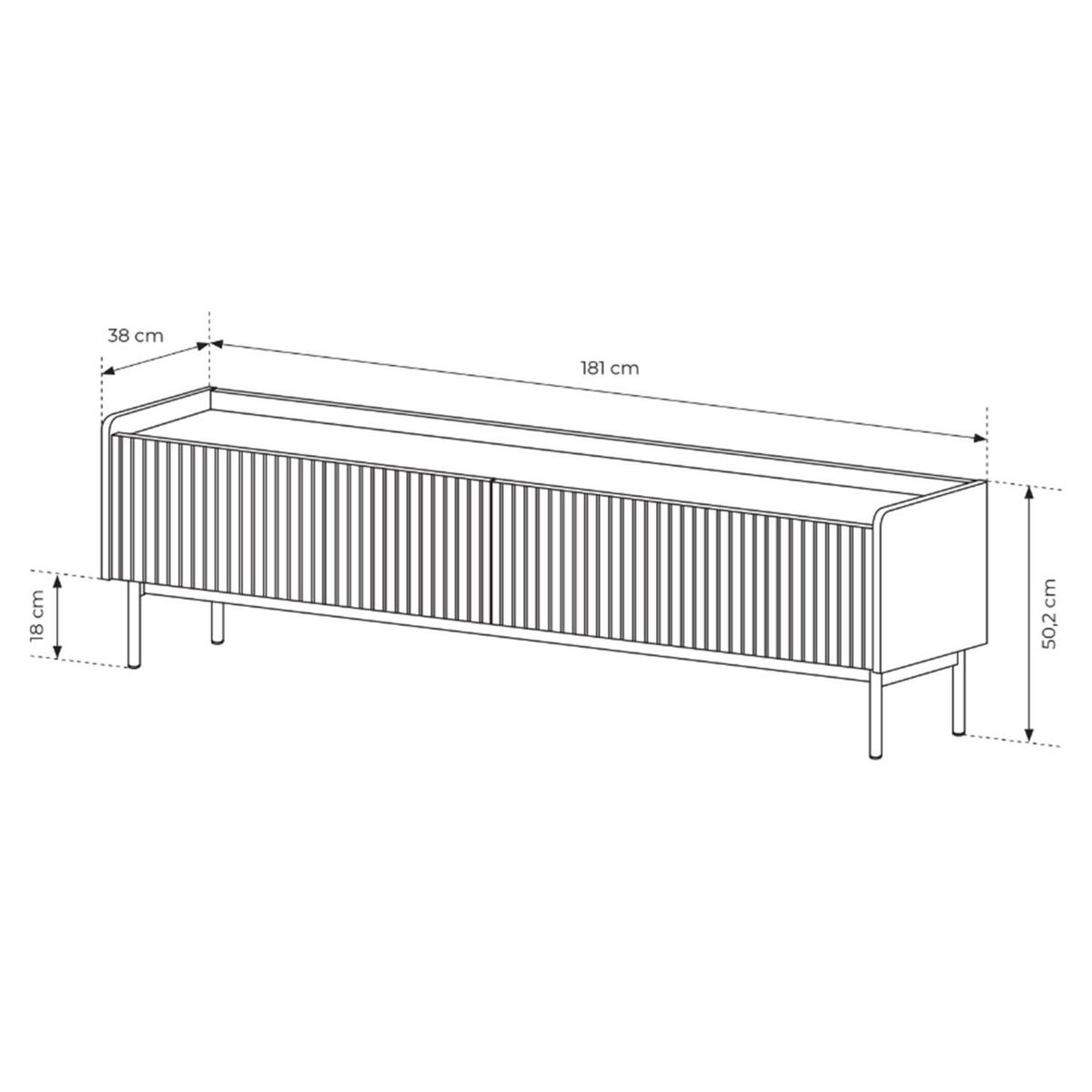 TV-LOWBOARD Liwelo Greige 181 cm - Taupe, Holzwerkstoff/Metall (181/50.2/38cm) - Selsey