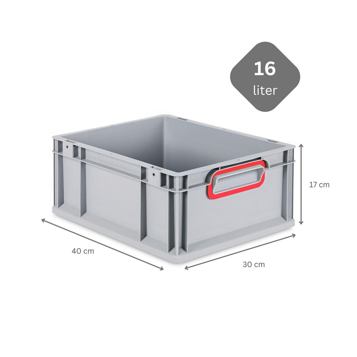 EUROBOX 5x Nextgen Color 17x30x40cm 16 Liter Griffe Rot Geschlossen - Rot, Kunststoff (30/17/40cm) - PROREGAL