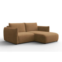 ECKSOFA TAUER 3-Sitzer RECHTS, Bouclé-Stoff braun - Schwarz/Braun, Holz/Textil (206/173cm) - Courtois Laville