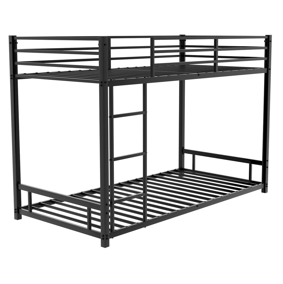 ETAGENBETT 197/98/136 cm aus Metall mit integrierter Leiter Schwarz - Schwarz, Metall (90/190cm) - Modenvie