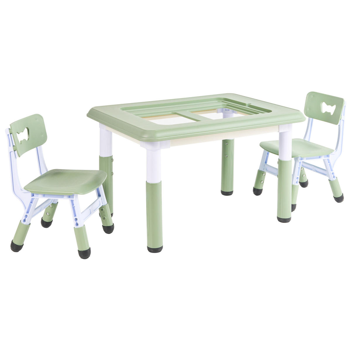 KINDERTISCH mit Stühlen Grün Bondo - Weiß/Grün, Kunststoff (82/51/62cm) - Beliani