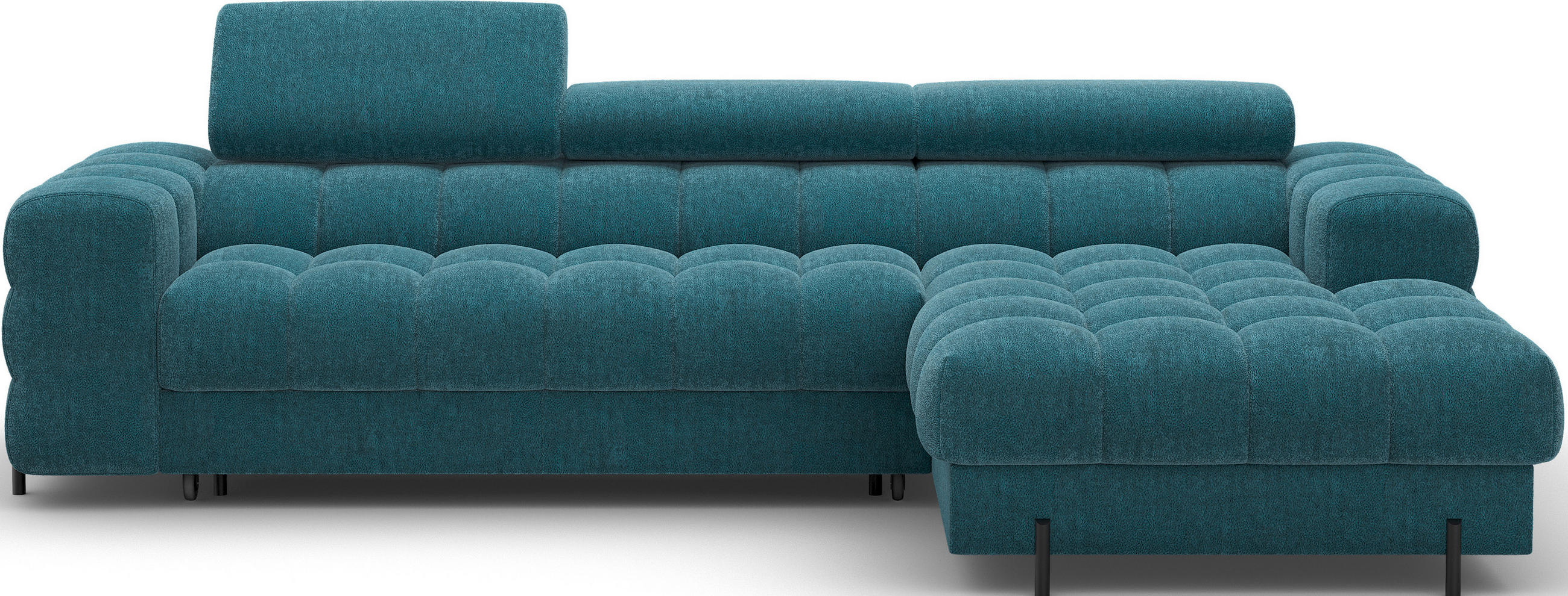 ECKSOFA FELRO mit Schlaffunktion, Bettkasten & verstellbaren Kopfstützen – Modernes Premium-Ecksofa in L-Form - Blau, Kunststoff (181/285cm) - Wohnideebilder