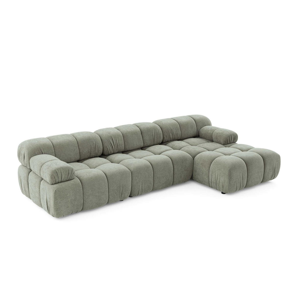 MODULARES Ecksofa MOMENTUM L, Rechts, Breite 282 cm, strukturierter Stoff, Grün - Chromfarben/Grün, Holz/Textil (155/282cm) - Muffo