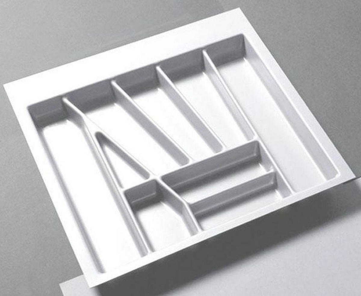 BESTECKEINSATZ zuschneidbar Besteckkasten Weiss 40cm Schublade kürzbar - Weiß, Kunststoff (34/5/52cm)