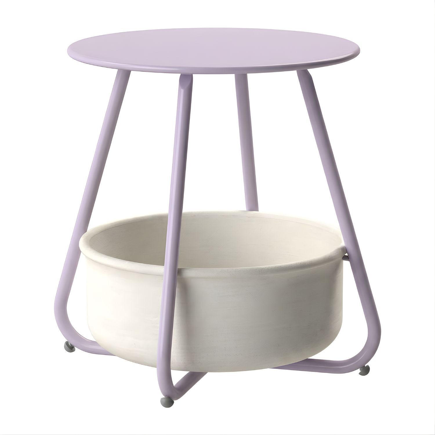 COUCHTISCH KOSI Metall mit Aufbewahrungskorb Canvas Lila - Lila, Metall (50/45/50cm) - Coemo