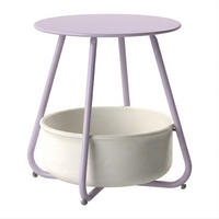 COUCHTISCH KOSI Metall mit Aufbewahrungskorb Canvas Lila - Lila, Metall (50/50/45cm) - Coemo