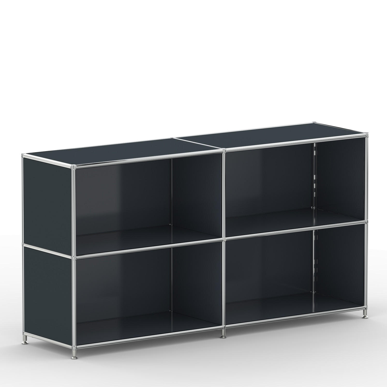 AKTENSCHRANK Büro, 4 offene Fächer, Breite 152 cm, Anthrazitgrau - Chromfarben/Grau, Metall (40/80.5/152.2cm) - Versee