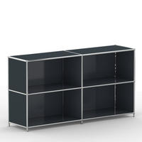 AKTENSCHRANK Büro, 4 offene Fächer, Breite 152 cm, Anthrazitgrau - Chromfarben/Grau, Metall (40/80.5/152.2cm) - Versee