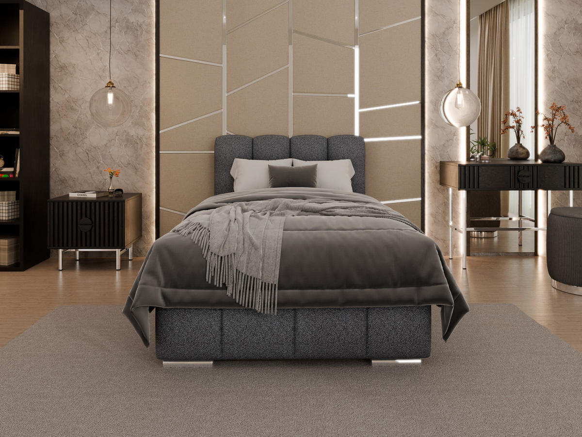 POLSTERBETT Zaira 100x200cm – Elegantes Polsterbett für modernen Wohnstil , ohne matratze, Graphitfarben - Graphitfarben, Holz (100/200cm) - Panda Möbel