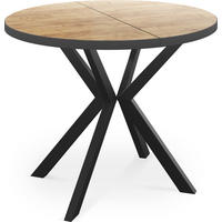 ESSTISCH Vincento runder ausziehbar, Craft Eiche 120-200/120/76 cm - Eiche Wotan/Schwarz, Holzwerkstoff/Metall (120/200/76cm) - WFL GROUP