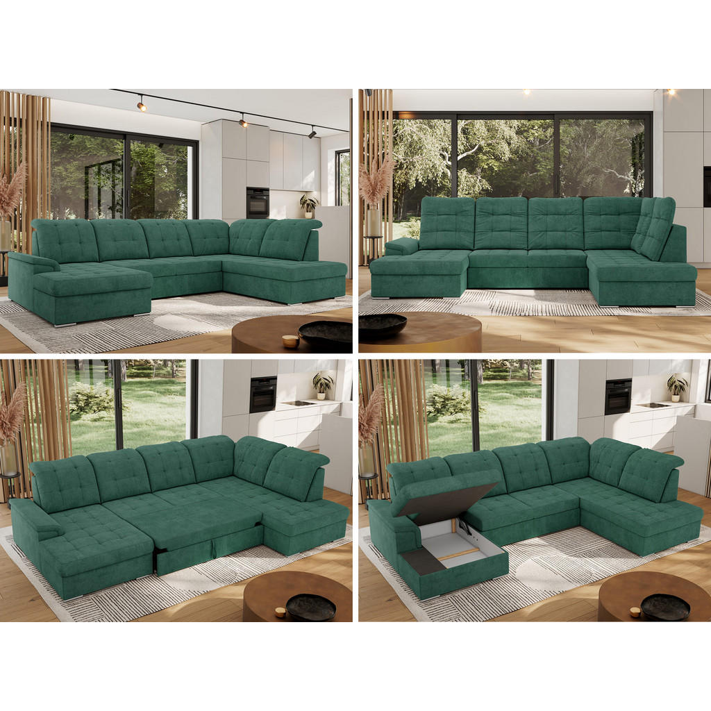 Thumbnail - MKS Wohnlandschaft, Grün, Textil, 6-Sitzer, U-Form, 323x89x204 cm, Oeko-Tex®, Wohnzimmer, Sofas & Couches, Wohnlandschaf...