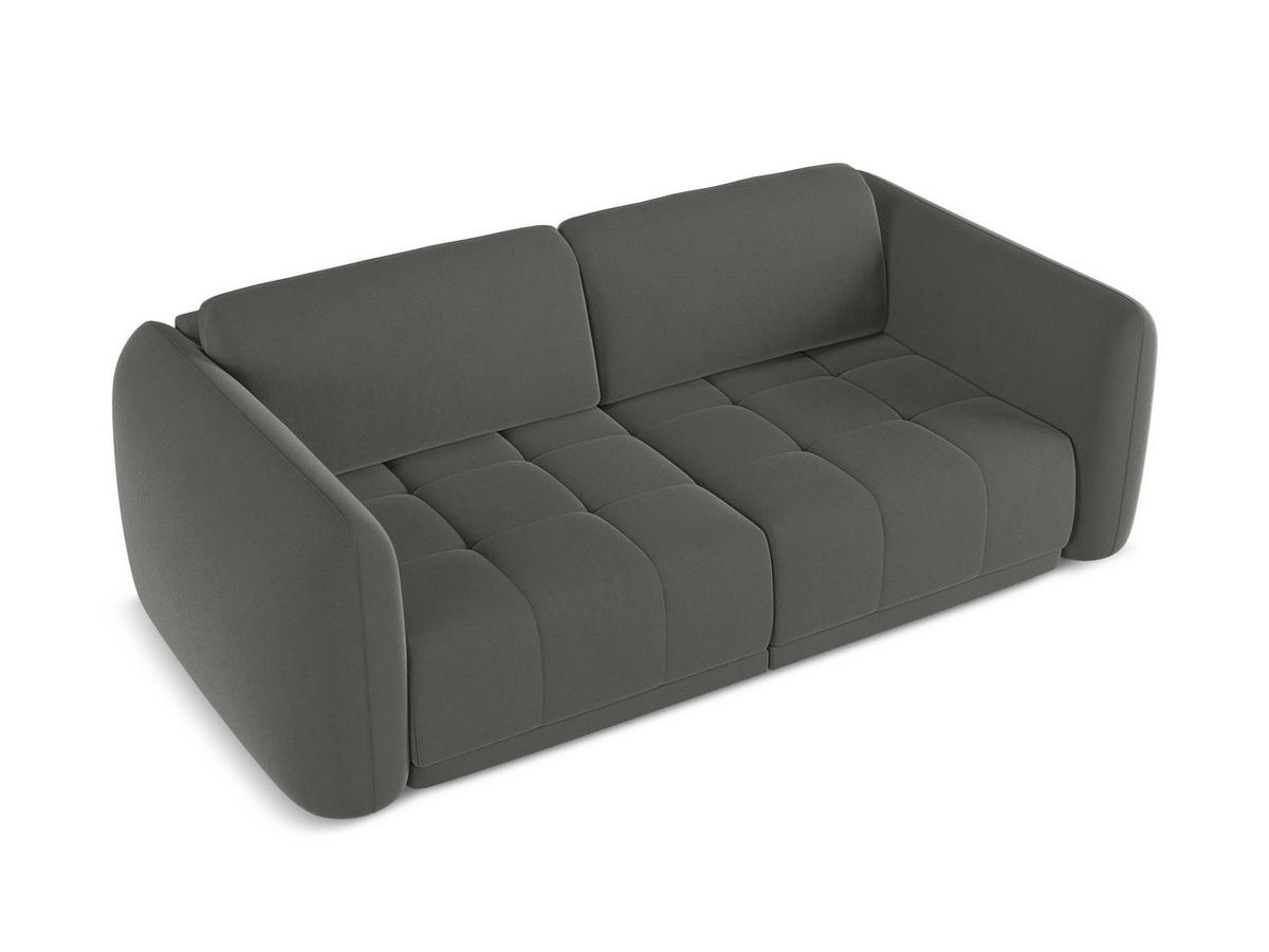 3-SITZER SOFA Samt Stoff Grau - Dunkelgrau/Schwarz, Kunststoff/Textil (210/74/105cm) - Makamii