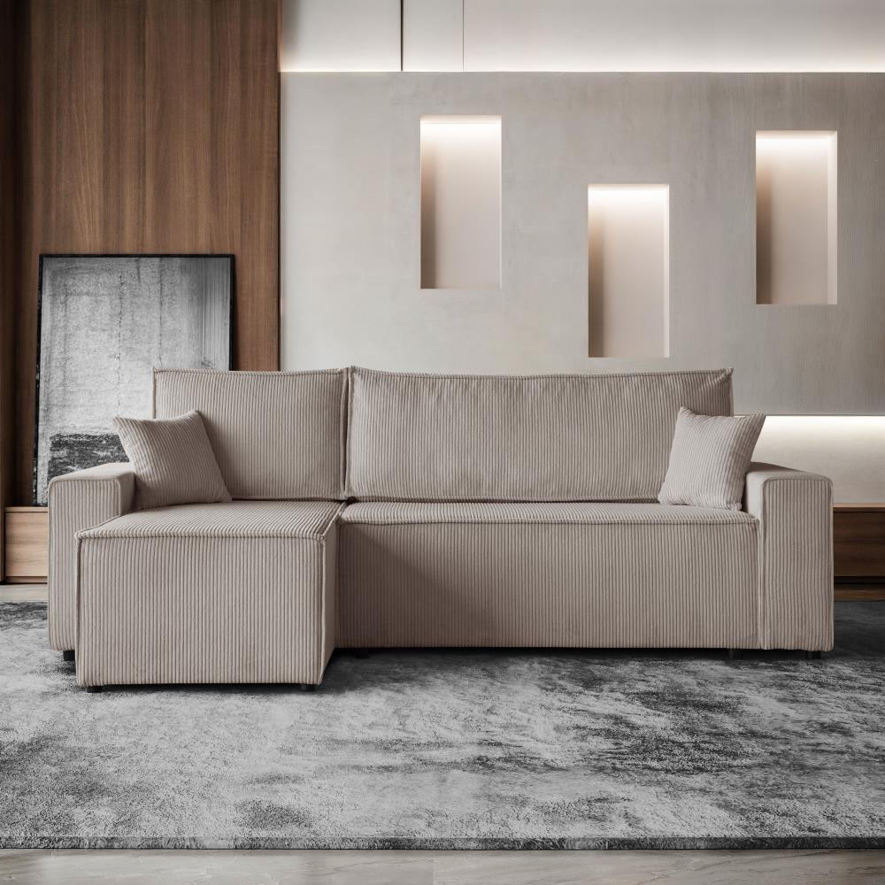 ECKSCHLAFSOFA mit Schlaffunktion Hektor cappuccino - Schwarz/Cappuccino, Kunststoff/Textil (247/152cm) - Beautysofa