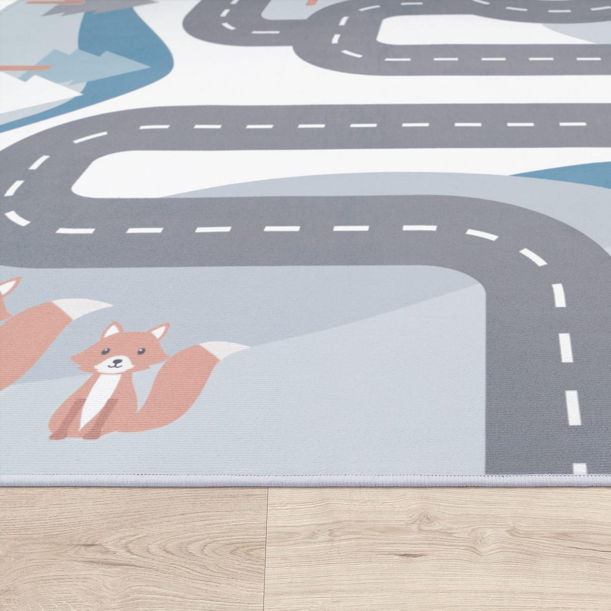 KINDERTEPPICH waschmaschinenwaschbar Wald‑Straßen Kinderzimmer schmutzabweisend Creme Quadrat 200S - Creme, Textil (200/200cm) - KADIMA DESIGN