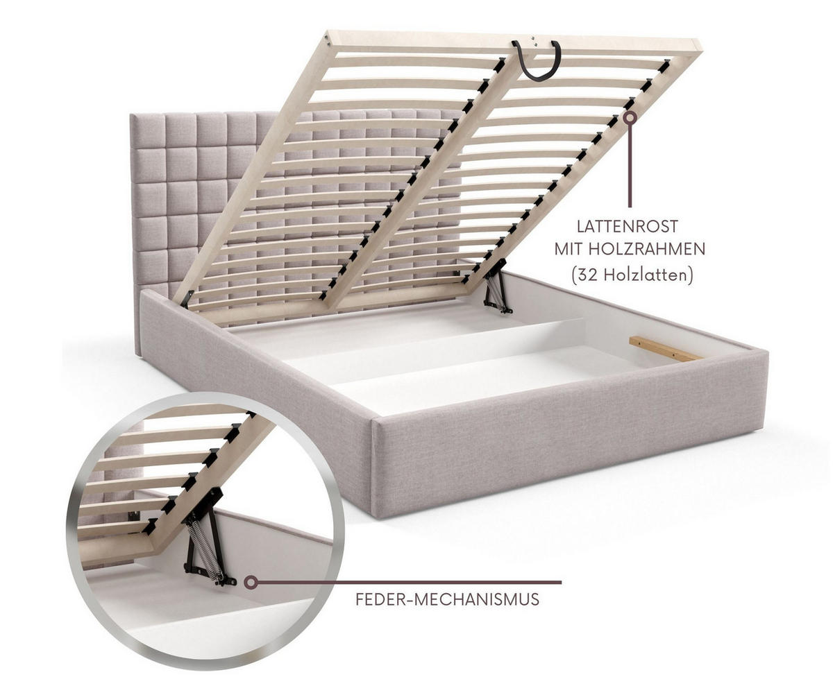 POLSTERBETT BEZA III - Dunkelbeige - Beige, Holz/Textil (140/200cm) - AN-Moebel 4u