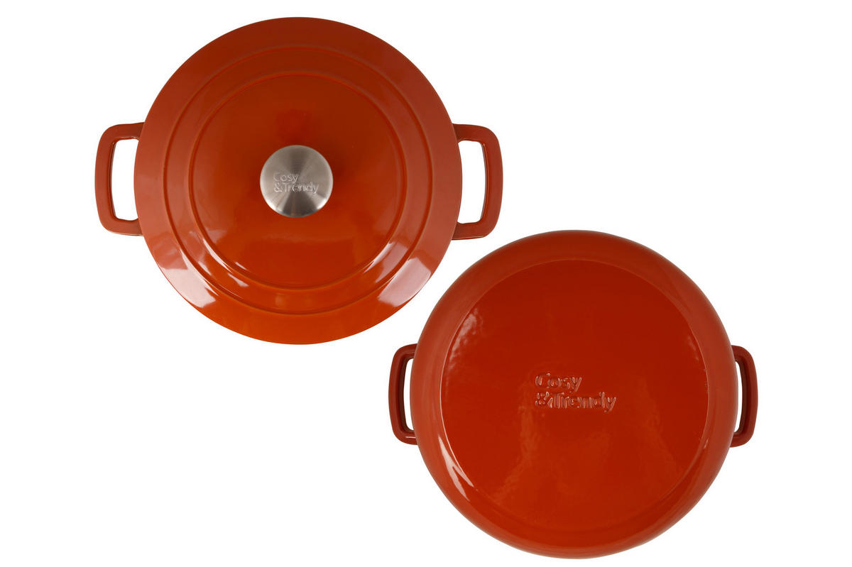 KASSEROLLE Bratpfanne Fontestic Gusseisen Rost Ø 28 cm / 8 Liter - Emailliert - Orange, Keramik (1/2/13cm) - Cosy & Trendy