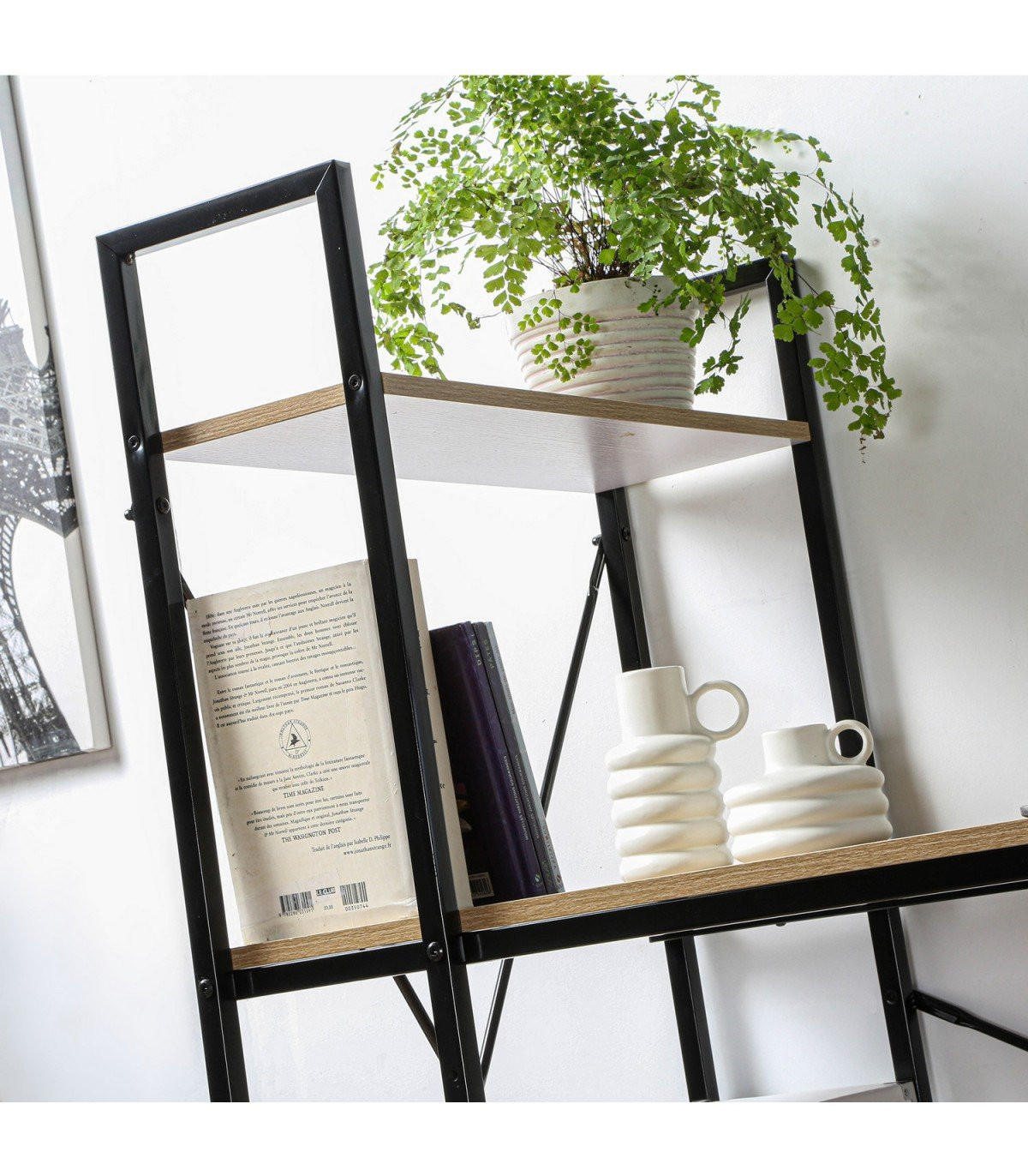 SCHREIBTISCH L120cm mit 4 Regalen im Industrial-Stil - Apfelbaumfarben, Holzwerkstoff (120/60/120cm) - Calicosy