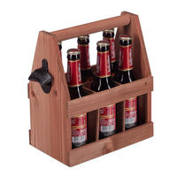 BIERTRÄGER - Braun, Holz/Metall (27.5/28/15cm) - Relaxdays