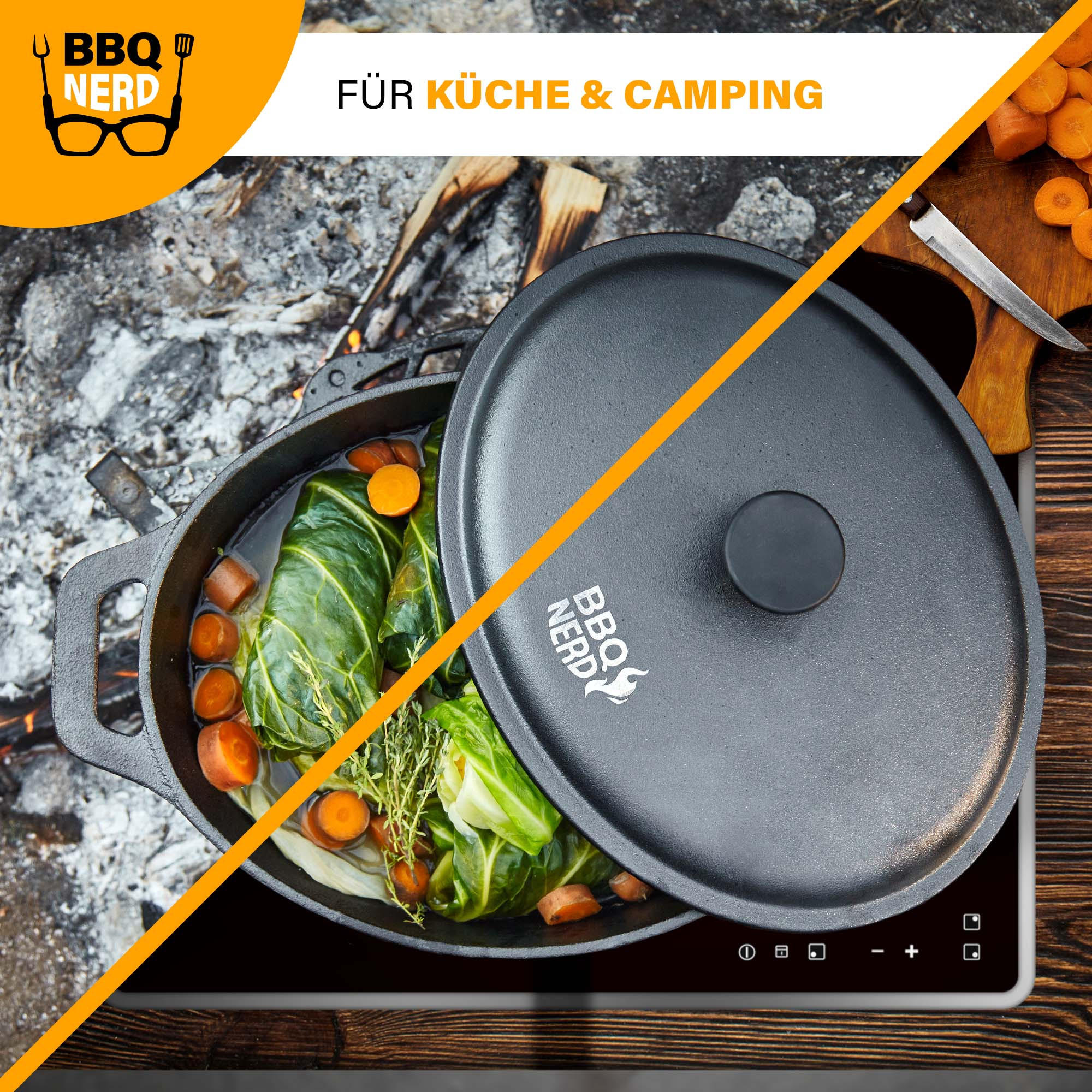 BRÄTER Gusseisen oval, 33x26cm 6,4L Topf Cocotte Gusstopf - Schwarz, Metall (28/14/40cm) - BBQ Nerd
