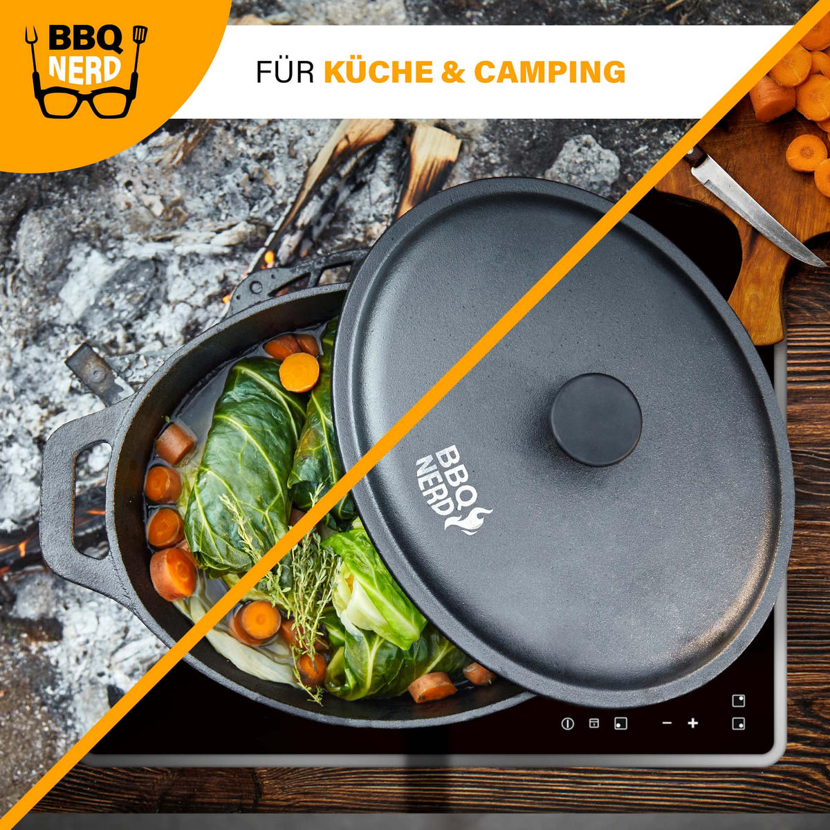 BRÄTER Gusseisen oval, 33x26cm 6,4L Topf Cocotte Gusstopf - Schwarz, Metall (28/14/40cm) - BBQ Nerd