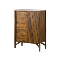 KOMMODE Mango 90x45x120 braun geölt / echter Marmor LOS ANGELES #10 - Braun, Holz (90/120/45cm) - Massivmoebel24