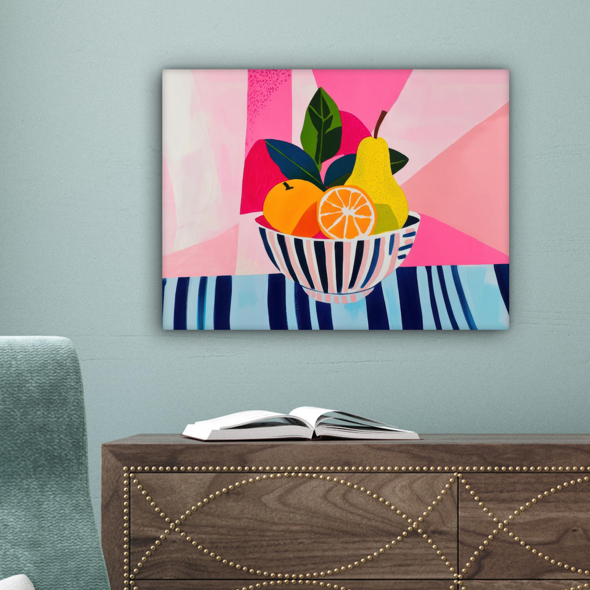 LEINWANDBILD Obst - Abstrakter Hintergrund - Rosa Wandbild 40x30 cm - Pink, Textil (40/30cm) - MuchoWow