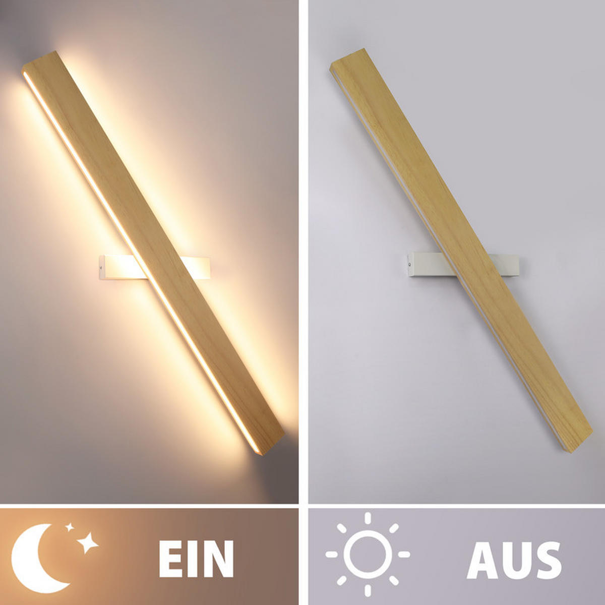 LED nástěnné svítidlo Yatkin 100/8/6,5 cm - hnědá, dřevo (8/6.5/100cm) - Nettlife